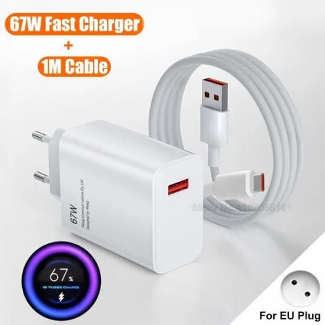 Chargeur rapide d'origine 67W pour Xiaomi Mi 13 12 Ultra Pro Lite Redmi Note 12 Turbo 11 Pro Poco X5 F5 Pro - EU Charger 1M Cable