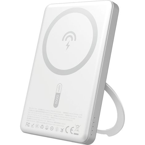 Batería externa Dudao K28S de 20 W PD y 5000 mAh con MagSafe y soporte - Plateada