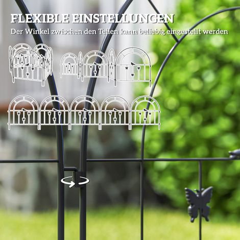 Clôture de jardin en acier 300 cm x 70 cm, grille décorative noire, ensemble de panneaux de clôture (1/5)