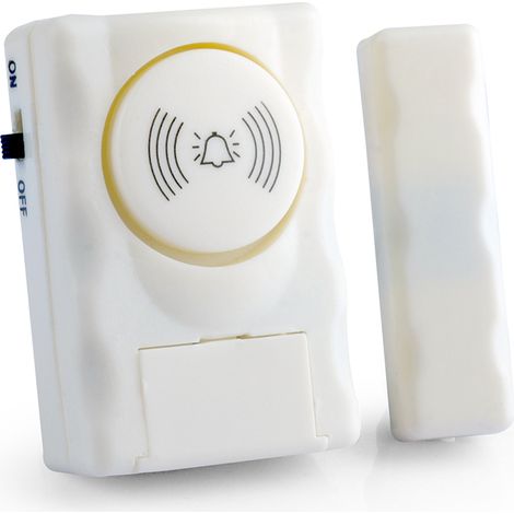 Alarma inalámbrica para puertas de 90 dB con detector magnético autónomo y pilas incluidas para la seguridad del hogar. (1/5)
