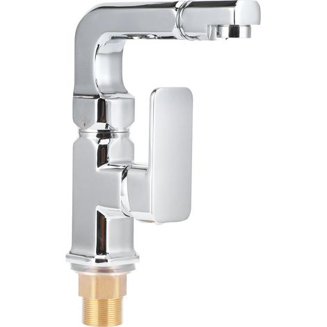 Robinet de lavabo monotrou G1/2 eau chaude et froide, rotation à 360°, poignée unique (sans flexible)