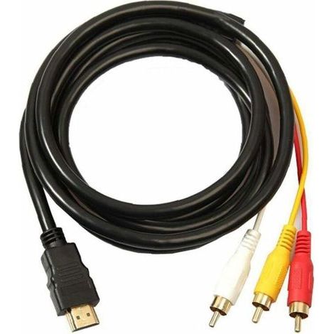 Câble HDMI vers RCA 1,5m – Connecteurs plaqués or 24 carats – Transmission audio/vidéo HD – Pour lecteurs DVD et projecteurs (1/5)