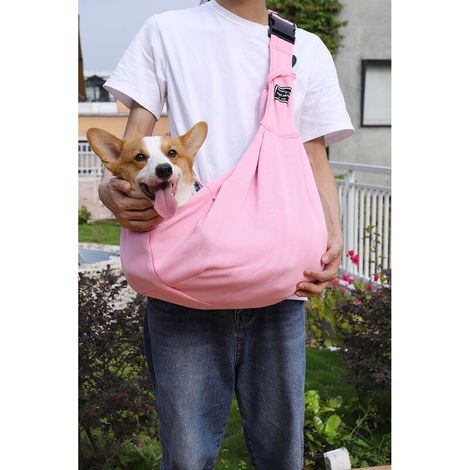Sac de transport réversible pour animal domestique - Sac de transport mains libres - Doux et confortable - Pour chiot, chaton, lapin - Poche double face - Rose (1/4)