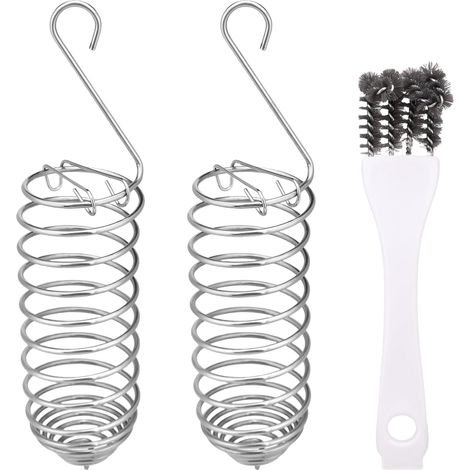 2pcs Millet Holder for Parrots with Cleaning Brush, Stainless Steel Millet Holder for Birds Cockatiels Parakeets Conures Accessory for Playing Chewing and Seeking Food (1/5)