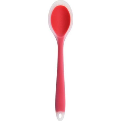 Cuillère à soupe en silicone, cuillère de table, cuillère à dessert, ustensiles de cuisine et de restaurant - rose rouge (1/4)