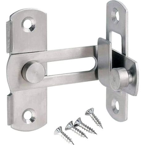 Verrou de porte de grange, loquet coulissant à 90 degrés en acier inoxydable pour grange, salle de bain, garage, fenêtre - Lot de 1 - Argent-1 Pack (1/4)