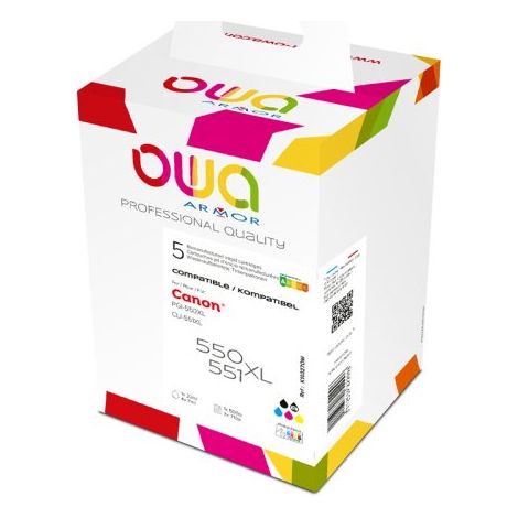 Pack de 5 cartouches d'encre OWA - haute capacité - 2 Noires + Cyan Magenta Jaune (1/5)