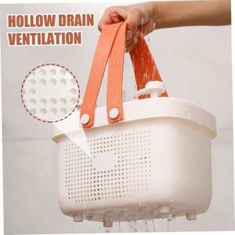 1 cesta de almacenamiento, asa de silicona, plástico PP, diseño hueco, para baño y ducha. (1/5)