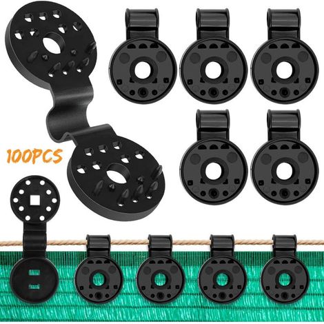 Lot de 100 Plastiques Pour Toile d'Ombrage, Clip SpÉcial avec Œillet Filet, Clips pour Fixation Brise Vue, Clips de Attache Brise Vue pour Toile Ombrage Clips de Fixation Traités Anti-UV (1/5)