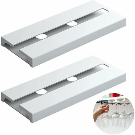 2 Pièces Porte-Verre à Vin, Porte-verres à Pied, Support Verre à Vin Deux Rangées, Support à Verre à Vin Suspendu, Verres à Pied Suspendu Support (Blanc)