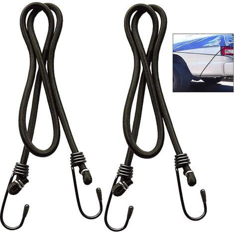 2 Pieces Universal Elastic Tensioner with Hooks for Bicycle, Car, Caravan, Camping (1/5)