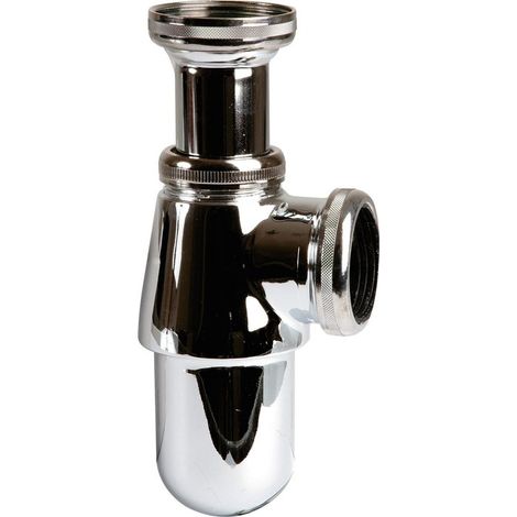 Siphon d'évier laiton chromé – Sortie écrou 1''1/2 – Diamètre 40 mm – Hauteur réglable ± 75 mm – Sélection Cazabox