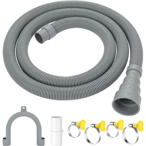 Tuyau Vidange Machine A Laver, Rallonge Tuyau Machine À Laver 1m, Avec Support Et Colliers De Serrage, Convient À 4 Tailles D'Interface, Kit De Rallonge Pour Lave Vaisselle Sèche Linge Evacuation (1/5)