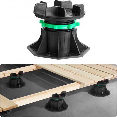 Plot de Terrasse, Lot de 8, Support de Terrasse en Plastique PP, Hauteur Réglable 90-118 mm, Capacité de Charge 997,9 kg, Base de Fondation de Plateforme, pour Jardin Sols en Bois, Béton, Métal (1/3)