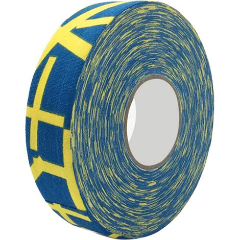 Ruban de protection hockey 2,5cm x 25m - Adhésif pour crosse de hockey, bande de grip jaune avec croix pour badminton et sports de raquette (1/5)