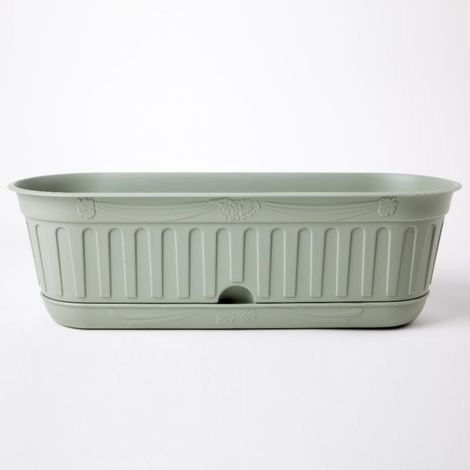 Jardinière avec soucoupe "Etika" en plastique - D 38 cm - Vert sauge - 3L - Livraison gratuite