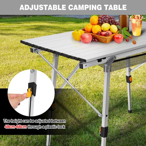 Table de camping portable Table de jardin pliante Camping réglable en hauteur