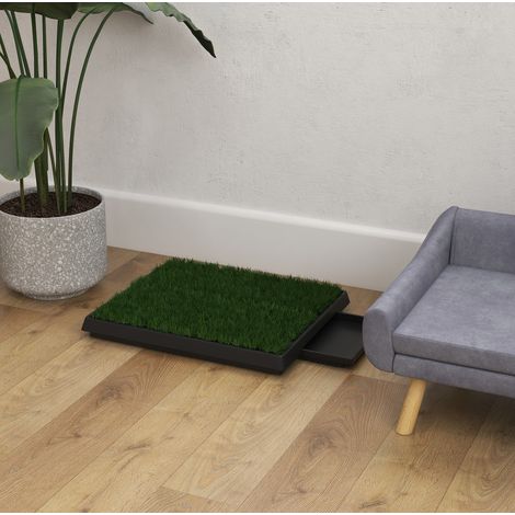 Inodoro para perros de césped artificial con bandeja extraíble, 63 x 51 x 6 cm, verde, OKWISH (1/5)