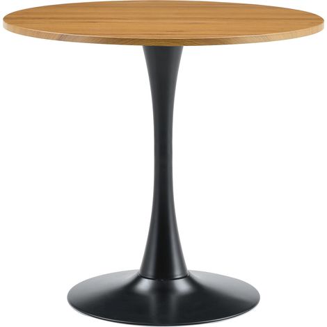Runder Esstisch im Tulpendesign 80 cm mit Metallgestell, Holzoptik (1/5)