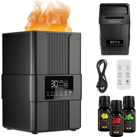 Humidificador grande de regalo para aceites esenciales con efecto fuego.