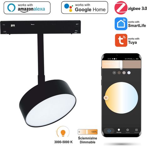 Faretto LED spot/flood Zigbee da 18 W per binari magnetici SMART TRACK 48 V CC 3000-6000 K dimmerabile (1/5)