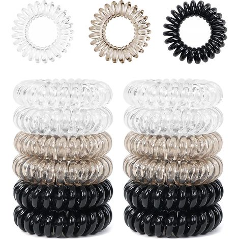 12 Pièces Elastique Cheveux Spirale, Elastique Spirale en Plastique, Cheveux Fille, Elastique à Cheveux en Spirale Sans Dommages pour Filles et Femmes (1/5)