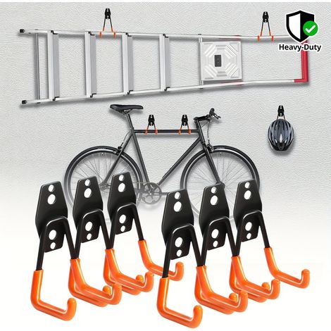 Crochets de rangement robustes, crochets muraux pour garage, adaptés aux outils, échelles, vélos, outils de jardinage. (1/5)