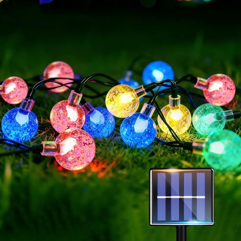 Guirlande lumineuse solaire d'extérieur - Boule de 8 m - 40 LED - Résistante aux intempéries - Pour balcon, terrasse, jardin - Multicolore (1/5)