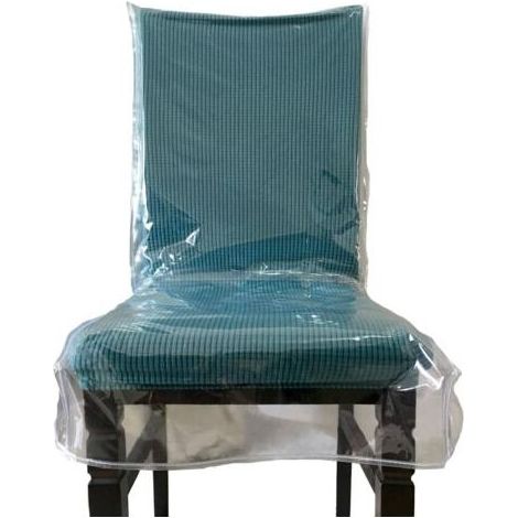Ahlsen Housse de chaise de salle à manger en plastique avec dossier, housse imperméable en PVC transparent, convient à 57,5 x 50 cm (1 paquet) (1/5)