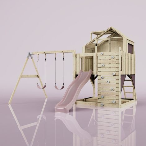 PolarPlay Kids Climbing Tower & Playhouse - Swing Haldor Rose (1/5)
