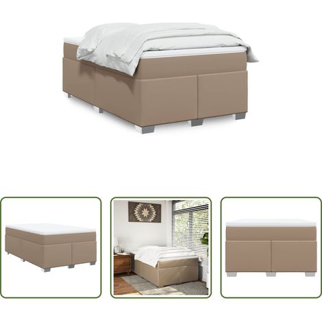 vidaXL Surmatelas - Sommier à lattes de lit matelas cappuccino 120x190cm similicuir (1/5)