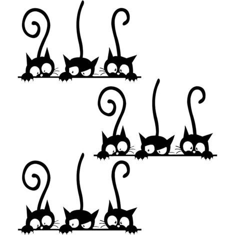 CSPARKV 3 Stickers Muraux Chat Noir, pour Salon, Couloi, Enfants Chambre Chambre Décor, Chat Autocollants, Autocollant Chat Mural Intéressant Mignon Chat Noir Autocollants Art Mural (1/4)