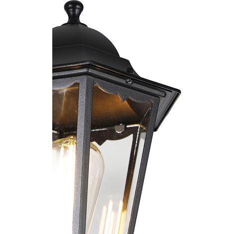 Qazqa – Lanterne d'extérieur noire 220 cm – 2 lumières E27 60W max – Aluminium et verre – IP44 pour usage extérieur
