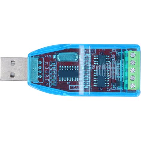 Convertisseur USB vers RS485 avec protection TVS anti-transitoires, indicateur LED de signal, compatible Windows, interface série fiable pour automatisation industrielle. (1/5)