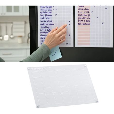 Planner Frigo Acrylic Magnétique Réutilisable Calendrier Mensuel Kitchen Home Working Scheduler Board Accessoire (1/5)