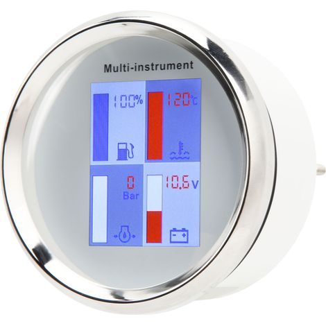 Jauge de température d'eau numérique 85 mm, rétroéclairage LED, haute précision, étanche IP67, multifonction, pour yachts, navires, vedettes, cadran blanc et façade blanche, 910 00271 (1/5)