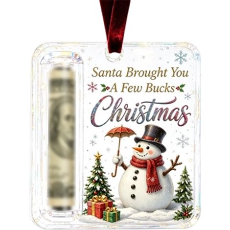 Ornement de Noël suspendu, pendentif en acrylique imprimé Père Noël, support pour billets de banque roulés, cadeau de Noël (1/5)