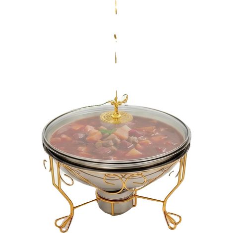 Fuente para servir, acero inoxidable, capacidad de 6 litros (1,59 galones), ideal para grandes reuniones, mantiene la comida caliente, diseño fácil de usar. (1/5)