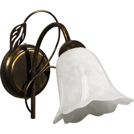 Applique Teresa 1 lumière E14 marron or avec diffuseur en verre blanc spongieux (1/2)