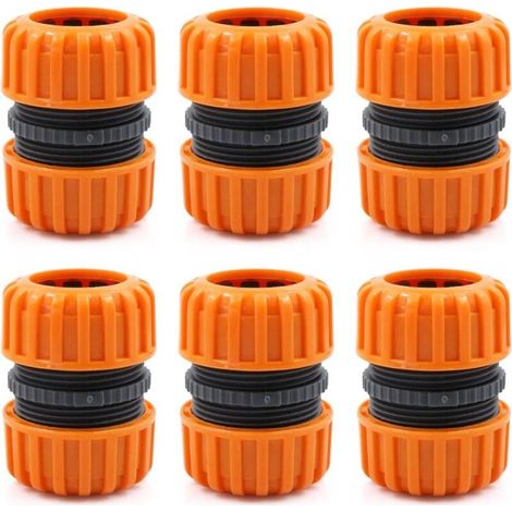 Lot de 6 raccords de tuyau d'arrosage Kit de réparation pour tuyau d'arrosage 19 mm (3/4") Jaune (1/4)