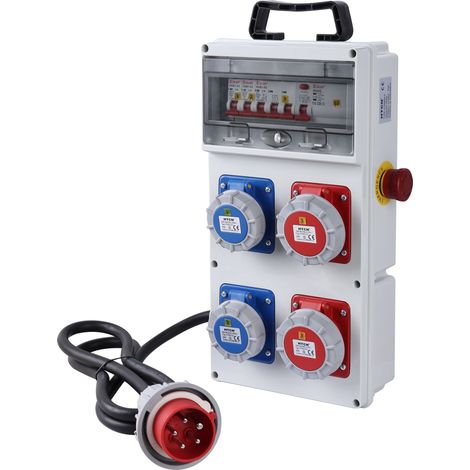 Quadro Elettrico di Distribuzione 4P CEE, Spina CEE 3P+N+T, 1.7M H07RN-F 5G2.5, interruttore differenziale RCD 30ma + Interruttori magnetotermici MCB