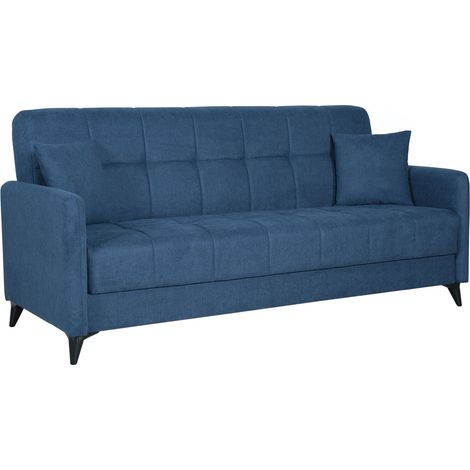 3-Sitzer Schlafsofa Novalesa, Stauraum, Click-clack-Öffnung, Waschbar, 211x92 cm Hellgrau