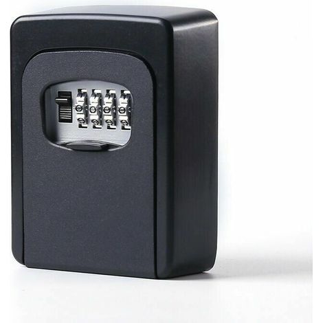 Caja de seguridad para llaves con código, caja de llaves de pared con código de 4 dígitos, caja de llaves exterior impermeable y resistente a la corrosión, código reiniciable (negro) -Crezuo