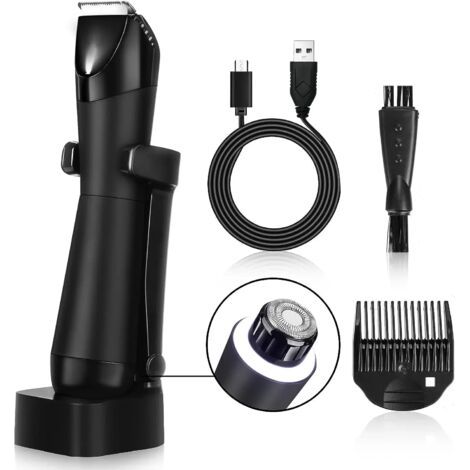 Tondeuse corps homme 2 en 1 – IPX7 étanche – Lames céramique anti-coupure – Sabot réglable – Temps d'utilisation 90 min (1/5)