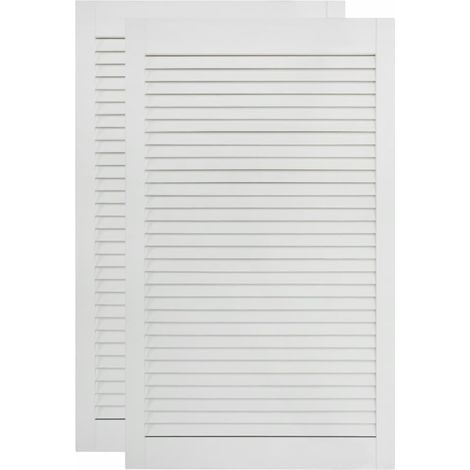 Helloshop26 – Porte à persiennes 2 pièces 99,3 x 49,4 cm – Bois de pin massif blanc – Circulation d'air optimale – Installation facile