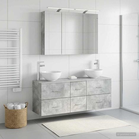vidaXL Juego de muebles de baño 4 uds. Gris Hormigón (1/5)