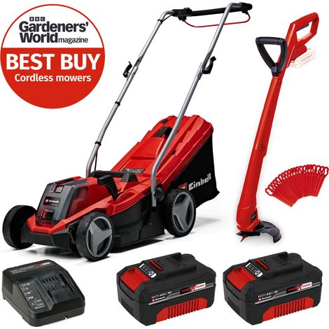 Einhell GE-CM 18/33 18v Cordless Lawnmower 33cm Lawn Mower + Grass Trimmer 2x4ah