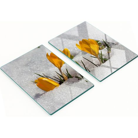 Tablas de cocina de vidrio templado con estampado de azafranes en la nieve, 2 x 40 x 52 cm. (1/5)