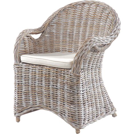 Terrassen Sessel aus Naturrattan GAZA-120 in white wash, B/H/T: ca. 56/88/64 cm