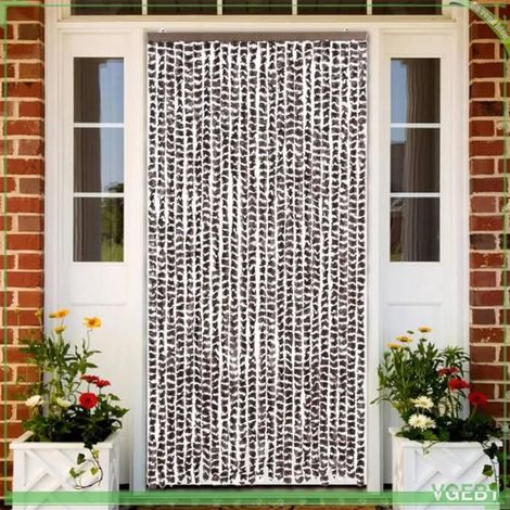 377394 Rideau anti-mouches marron et blanc 100x230 cm chenille (1/5)